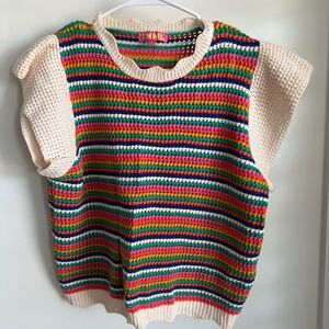 THML Multicolor Striped Short Sleeve Sweater